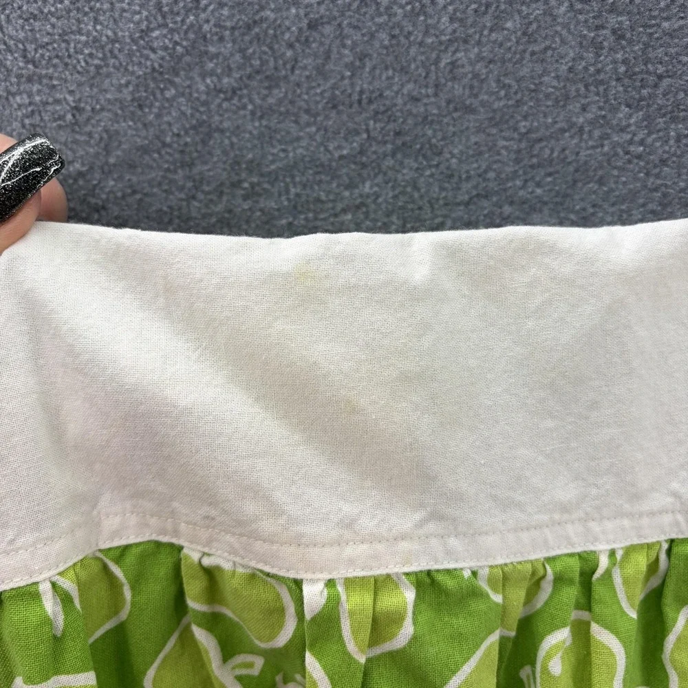 Green Fruit Apron Womens OS Apple Pear Print Ruffle Pocket Retro Rockabilly